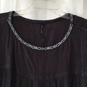 Unique charcoal flowy style with turquoise beads